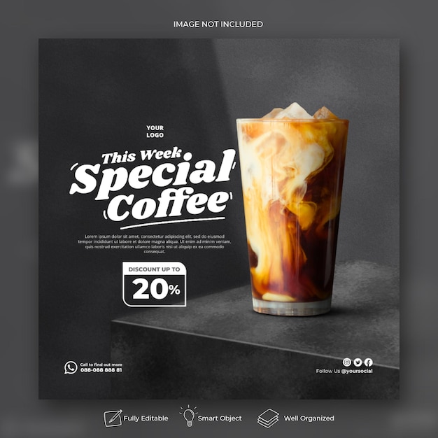 Ice coffee menu social media template