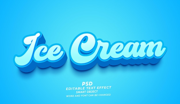 Ice cream 3d editable text effect photoshop template