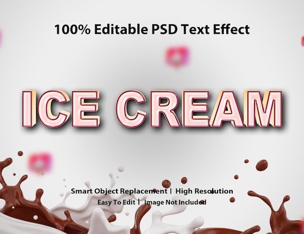 PSD ice cream 3d editable text effect premium psd