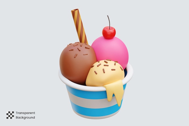 PSD Мороженое 3d иконка иллюстрации