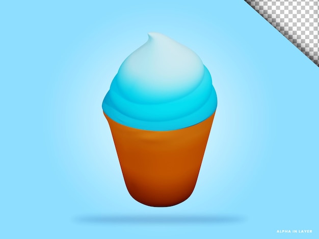 PSD ice cream 3d render illustration isolated