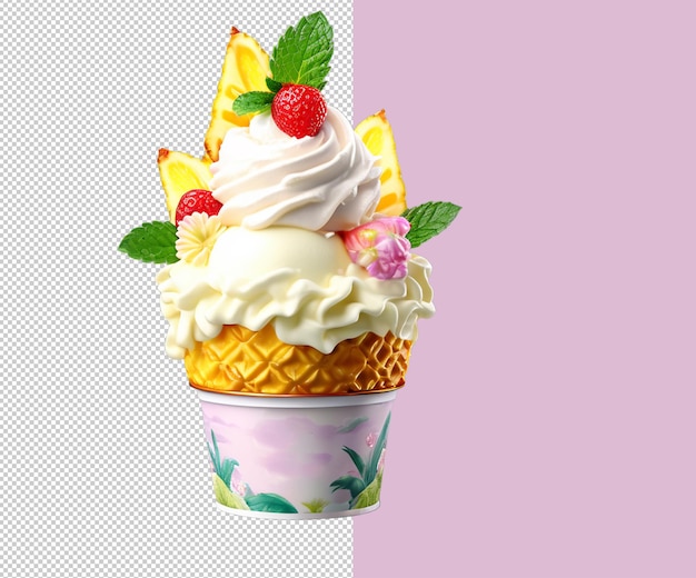 Ice cream 3d render psd file and background designs and templets