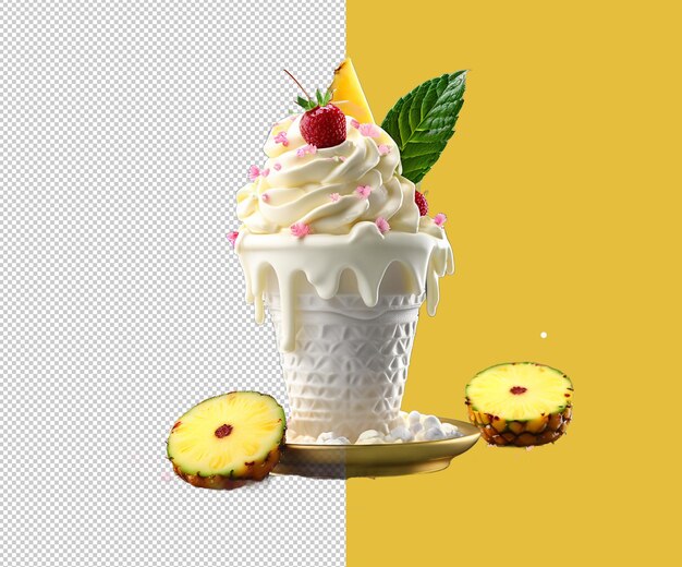 Ice cream 3d render psd file and background designs and templets