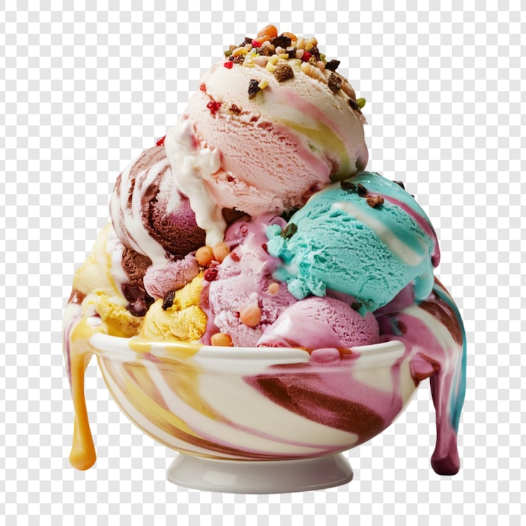 PSD ice cream bowl on transparent background