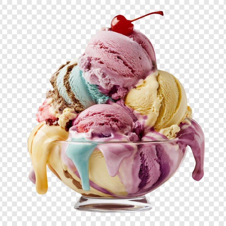 PSD ice cream bowl on transparent background