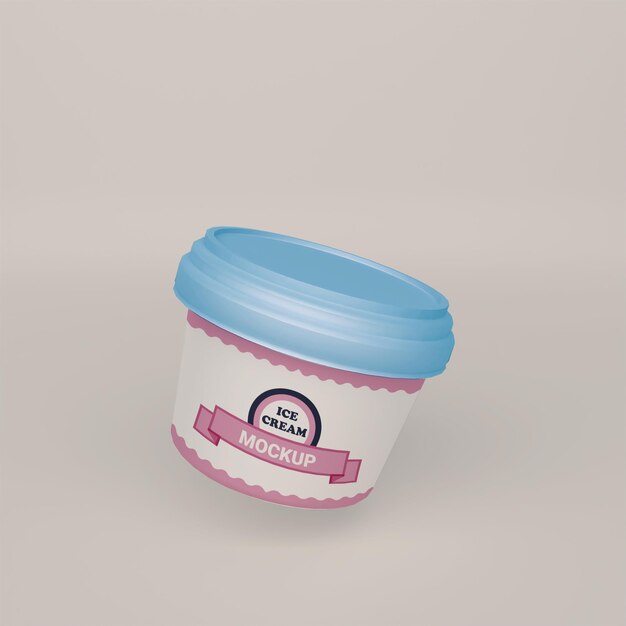 PSD mockup di imballaggio del secchiello del gelato