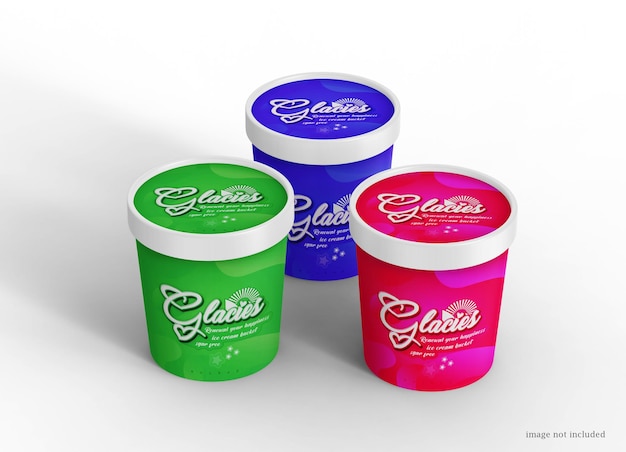 Ice Cream Bucket or Paper Tub packaging mockup