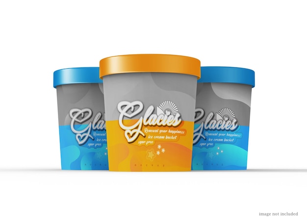 Ice cream bucket or paper tub packaging mockup