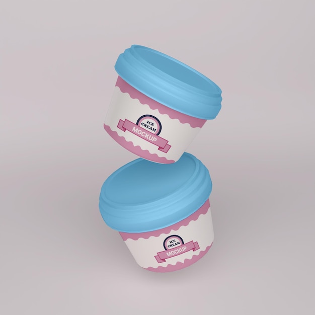 Ice cream buckets packaging mockup