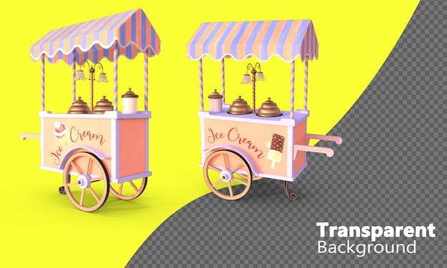 PSD ice cream cart isolated on a transparent background