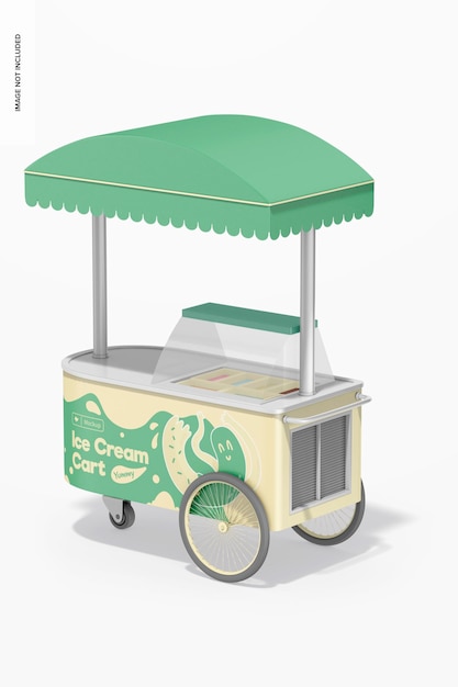 PSD ice cream cart mockup, left view