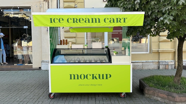 ice cream cart mockup psd template
