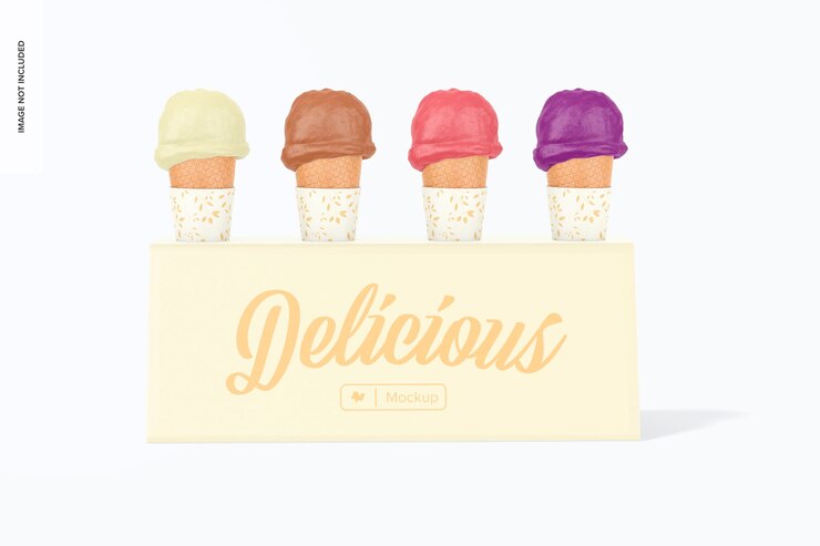 PSD ice cream cone holder mockup, front view