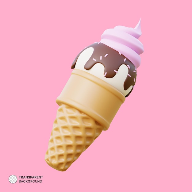 PSD cono gelato icona isolato 3d rendering illustrazione