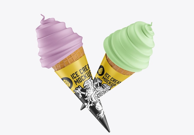 Ice cream cone mockup 3d render