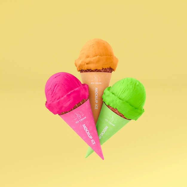 PSD ice cream cone mockup design