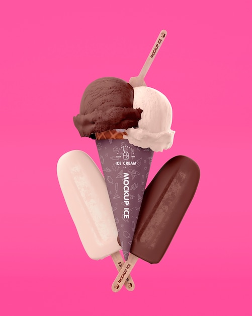 PSD design mockup cono gelato