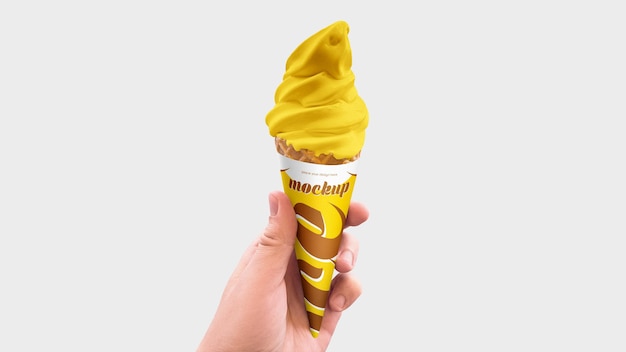 Modello psd mockup cono gelato