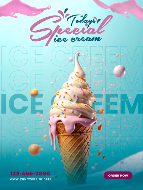 PSD cono gelato social media modello di progettazione post instagram