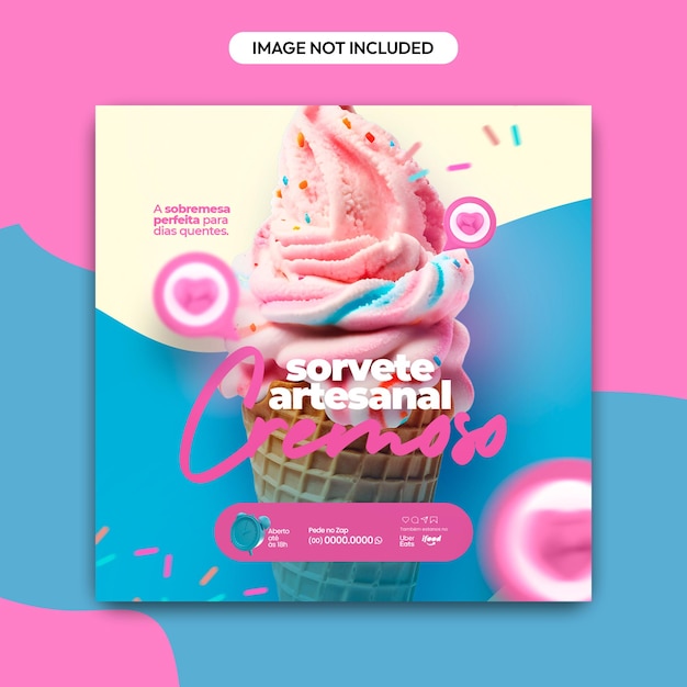 PSD ice cream cone social media instagram post design template