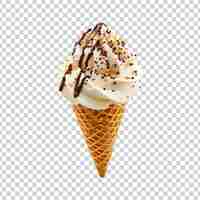 PSD an ice cream cone with chocolate ice cream on a transparent background