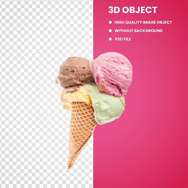 ice cream cone with one scoop in glaze and ice cream cone with could sweet ice cream with chocolate