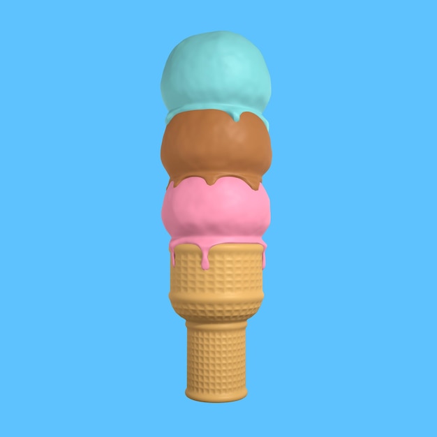 PSD an ice cream cone with three different flavors