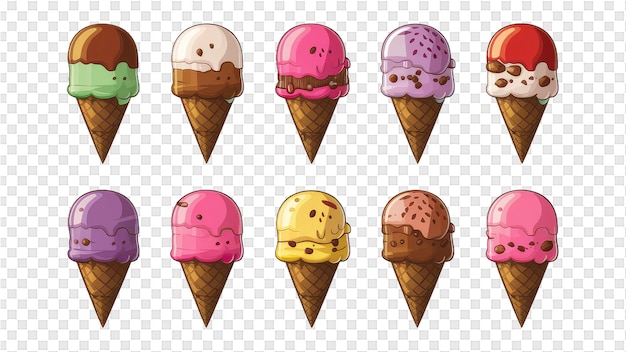 PSD ice cream cones on a transparent background