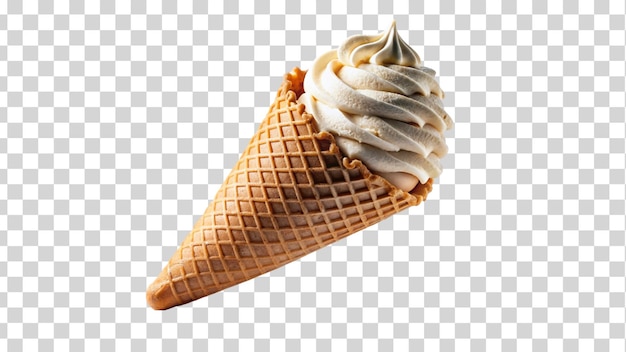 Ice cream cones stacked on top of each other isolated on a transparent background