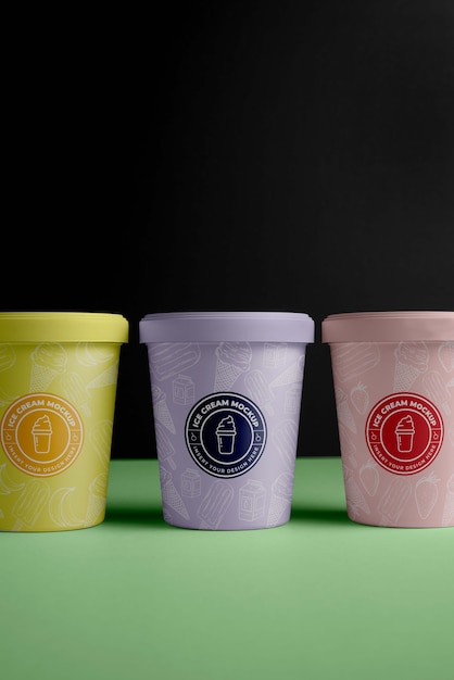 PSD ice cream container cups mock-up