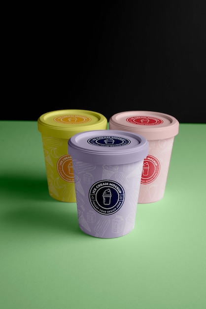 PSD ice cream container cups mock-up