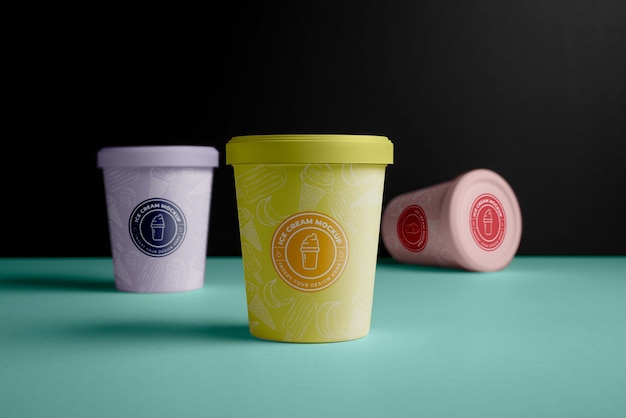 Ice cream container cups mock-up