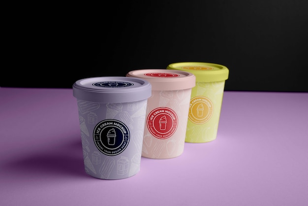 PSD ice cream container cups mock-up