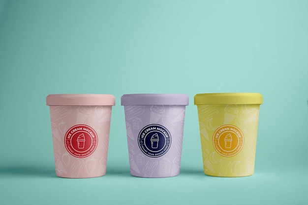 PSD ice cream container cups mock-up