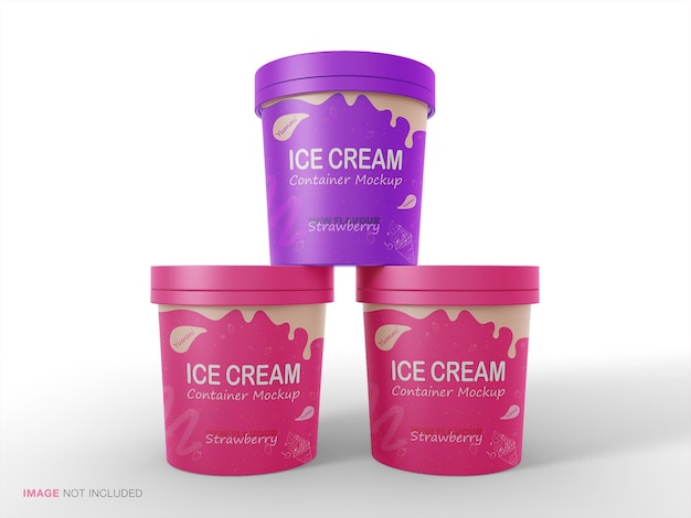 Ice cream container cups plastic jar mockup