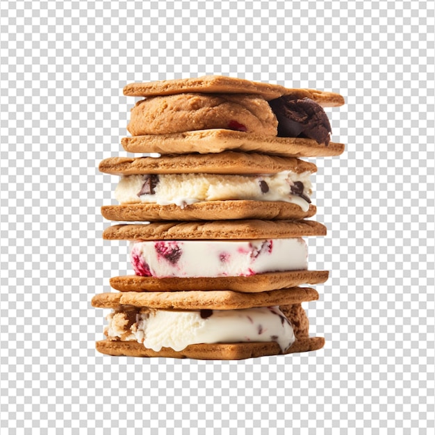 Ice cream and cookies isolated on transparent background