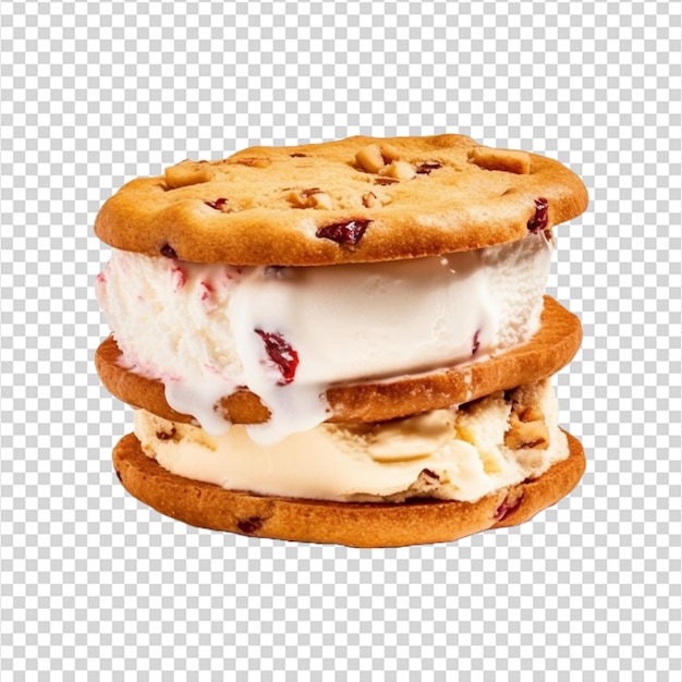 Ice cream and cookies isolated on transparent background