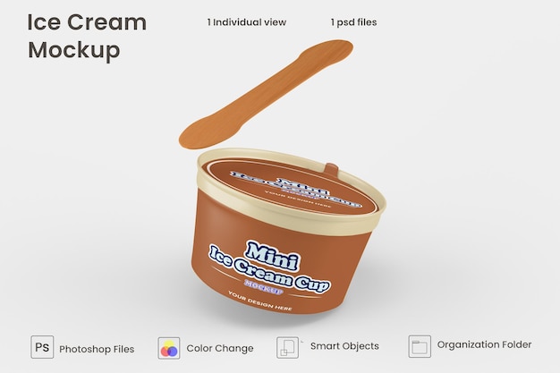 アイスクリームカップのモックアップデザイン