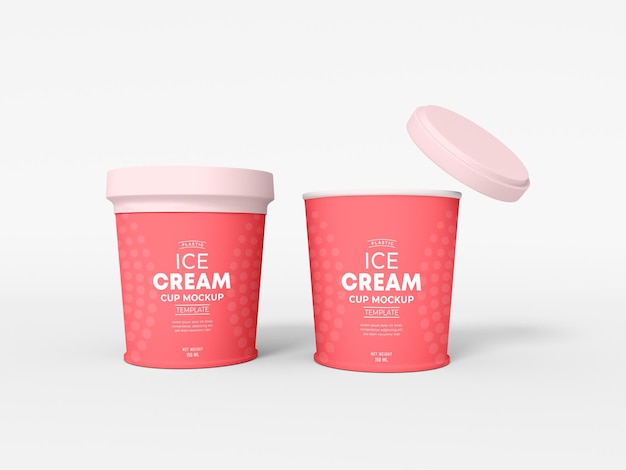 PSD mockup di imballaggio per tazza di gelato