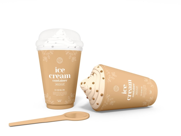 Ice cream cup packaging mockup