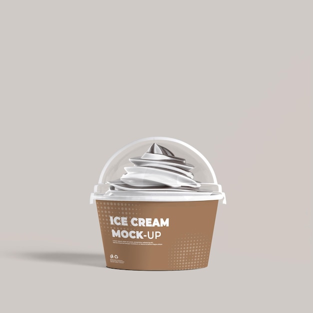 PSD ice cream cups with dome lid mockup