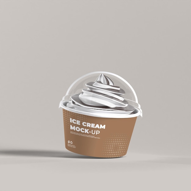 Ice cream cups with dome lid mockup