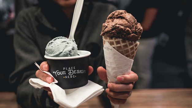 PSD ice cream gelato branding mockup