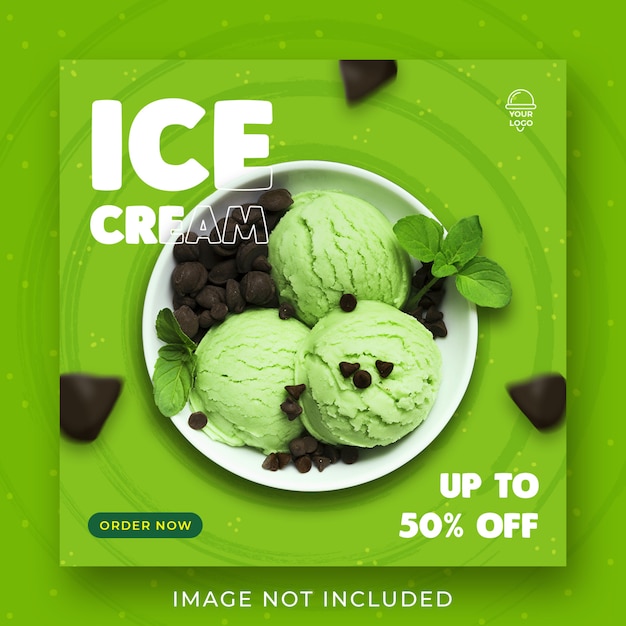 Ice cream instagram post banner templateice cream menu promotion social media instagram post banner template premium psd