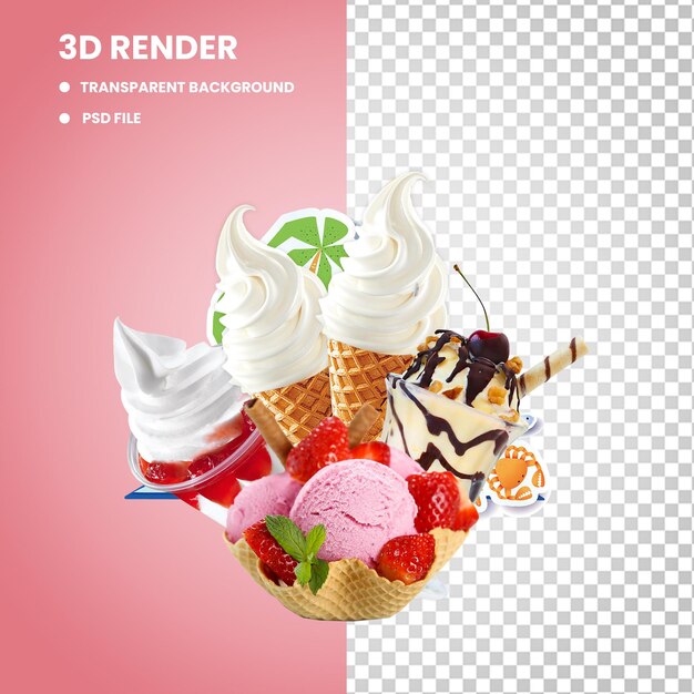 PSD ice cream isolated on transparent background