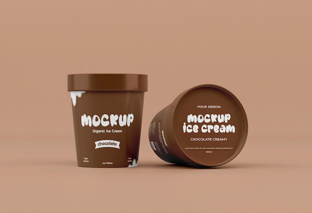 PSD design del modello di vasetto di gelato