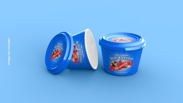 アイスクリームの瓶またはカップの包装のモックアップ