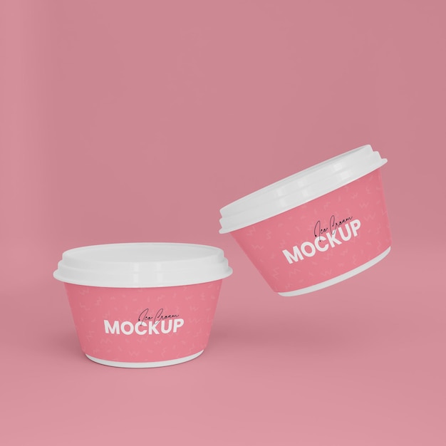 PSD ice cream jar realistic  mockup