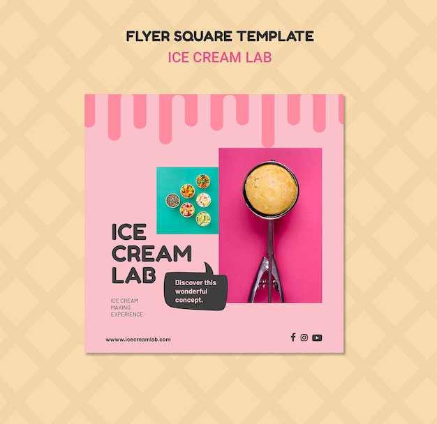 PSD ice cream lab flyer-sjabloon