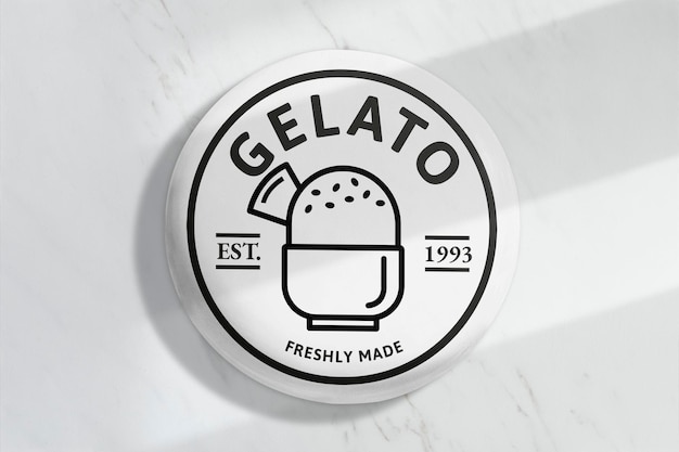 Ice cream logo mockup psd white round sign